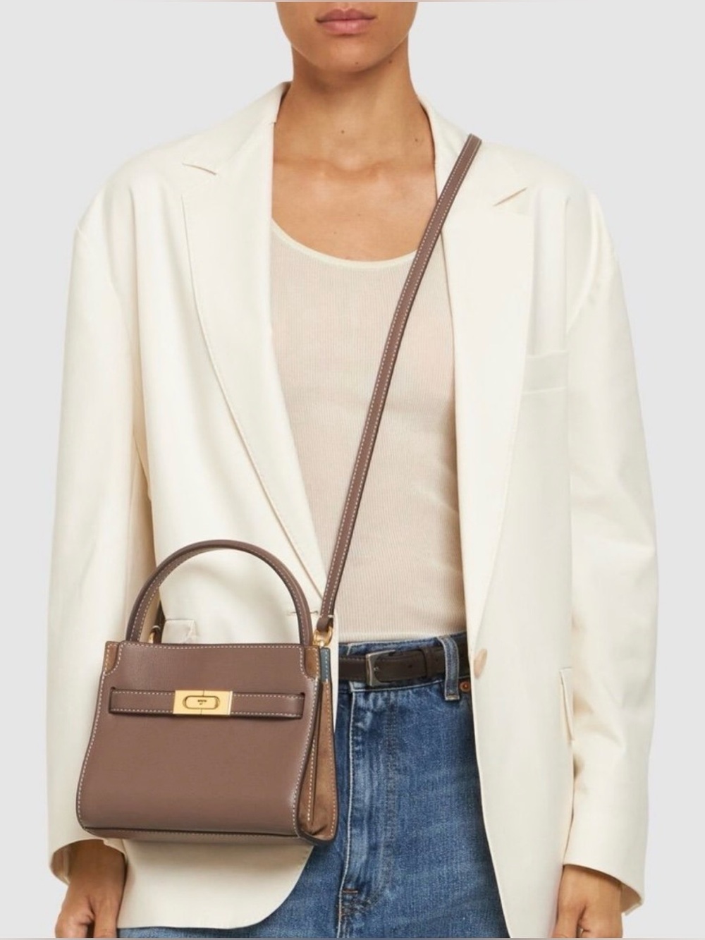 Tory Burch Mini Lee Radziwill Double Shoulder Bag In Clam Shell. - Picture 16 of 17